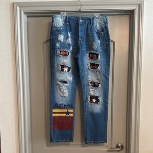 HOUSTON ASTROS Blue Distressed Women’s Jeans | NWOT | Size XL